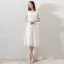 Chic / Beautiful White Wedding 2018 A-Line / Princess U-Neck Lace-up 1/2 Sleeves Zipper Up Short Wedding Dresses