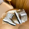 Enkel Svart Snow Boots 2020 Ull Patent Lær Vinter Casual Hage / utendørs Flate Rund Tå Kvinners støvler