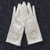 Amazing / Unique Ivory Champagne Wedding 2018 Lace-up Charmeuse Beading Sequins Bridal Gloves