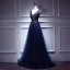 Modern / Fashion Royal Blue Evening Dresses  2017 A-Line / Princess Lace Tulle V-Neck Backless Beading Evening Party Formal Dresses