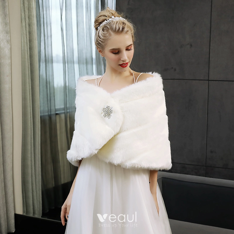 Elegant Faux Fur Imitation Rabbit Fur Wedding Dress Shawl - Temu