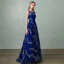 Chic / Beautiful Sparkly Royal Blue Evening Dresses  2017 A-Line / Princess U-Neck Lace Backless Glitter Sequins Chiffon Bling Bling Homecoming Evening Party Prom Dresses