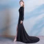 Modern / Fashion Court Train Black Evening Dresses  2018 Trumpet / Mermaid Charmeuse High Neck Zipper Up Backless Evening Party Formal Dresses