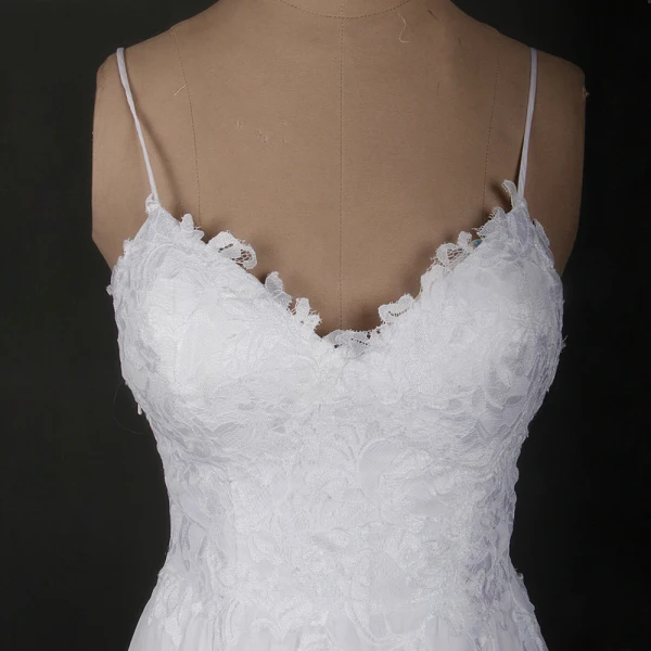 Klassisk Eleganta Vita Korta Bröllop 2018 Prinsessa V-Hals Snörning Appliqués Halterneck Stranden Bröllopsklänningar