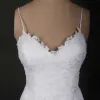 Klassisch Elegante Weiß Kurze Hochzeit 2018 A Linie V-Ausschnitt Schnüren Applikationen Rückenfreies Strand Brautkleider