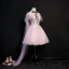 Classic Elegant Blushing Pink Watteau Train Graduation Dresses 2018 A-Line / Princess Tulle Appliques Backless Beading Strapless With Shawl Homecoming Formal Dresses