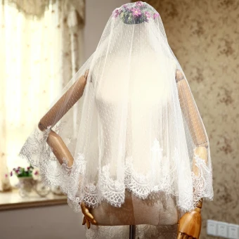 Unique Blanche Mariage Tulle Courte Appliques Voile De Mariée 2018