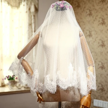 Unique Blanche Mariage Tulle Courte Appliques Voile De Mariée 2018