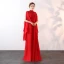 Modern / Fashion Red Floor-Length / Long Evening Dresses  2018 A-Line / Princess High Neck Tulle Beading Rhinestone Handmade  Evening Party Formal Dresses