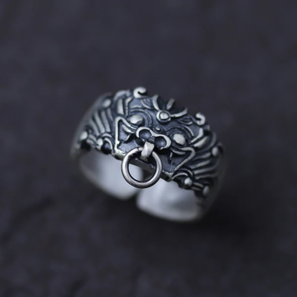 Vintage Silver Handgjort Grafisk Tro Ringa Saterling Silver Karnevalsklubb Ringar 2019 Tillbehör