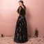 Chic / Beautiful Black Plus Size Prom Dresses 2018 A-Line / Princess Tulle V-Neck Star Backless Printing Embroidered Evening Party Evening Dresses