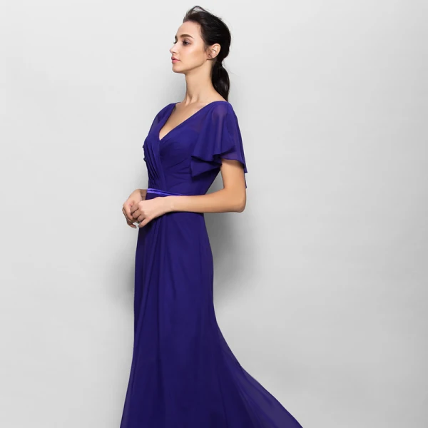 Modest / Simple Burgundy Mother Of The Bride Dresses 2020 A-Line / Princess Floor-Length / Long Short Sleeve V-Neck Puffy Tulle Wedding Evening Party Modest / Simple Burgundy Mother Of The Bride Dresses 2020 A-Line / Princess Floor-Length / Long Short Sleeve V-Neck Puffy Tulle Wedding Evening Party