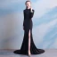 Modern / Fashion Court Train Black Evening Dresses  2018 Trumpet / Mermaid Charmeuse High Neck Zipper Up Backless Evening Party Formal Dresses