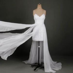 Classique Élégant Blanche Courte Mariage 2018 Princesse V Cou Lacer Appliques Dos Nu Plage Robe De Mariée