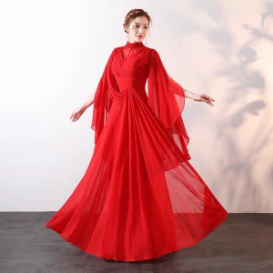 Moderne Mode Rouge Longue Robe De Soirée 2018 Princesse Col Haut Tulle Perlage Faux Diamant Fait Main Soirée Robe De Ceremonie