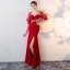 Amazing / Unique Red Floor-Length / Long Evening Dresses  2018 Trumpet / Mermaid V-Neck Charmeuse Lace-up Beading Backless Embroidered Formal Dresses