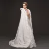 Luksus Hvit kappe Strappy Polyester Bryllup Aften Tilbehør 2019