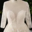Luxury / Gorgeous Champagne Ball Gown Wedding Dresses 2021 Crossed Straps U-Neck Long Sleeve Lace Tulle Appliques Backless Beading Pearl Sequins Cathedral Train Wedding