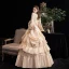 Vintage / Retro Luxury / Gorgeous Medieval Champagne Formal Dresses 2021 Long Sleeve U-Neck Floor-Length / Long 3D Lace Beading Sequins Cosplay Prom Ball Gown Prom Dresses