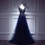 Modern / Fashion Royal Blue Evening Dresses  2017 A-Line / Princess Lace Tulle V-Neck Backless Beading Evening Party Formal Dresses