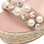 Chic / Beautiful Candy Pink 2018 Beach Sandals Casual Leather Beading Pearl Thick Heels 10 cm Pointed Toe Womens Shoes