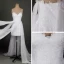 Klassisk Eleganta Vita Korta Bröllop 2018 Prinsessa V-Hals Snörning Appliqués Halterneck Stranden Bröllopsklänningar