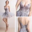 Sexy Sky Blue Short Cocktail Party 2018 A-Line / Princess V-Neck Tulle Appliques Backless Beading Sequins Cocktail Dresses Formal Dresses