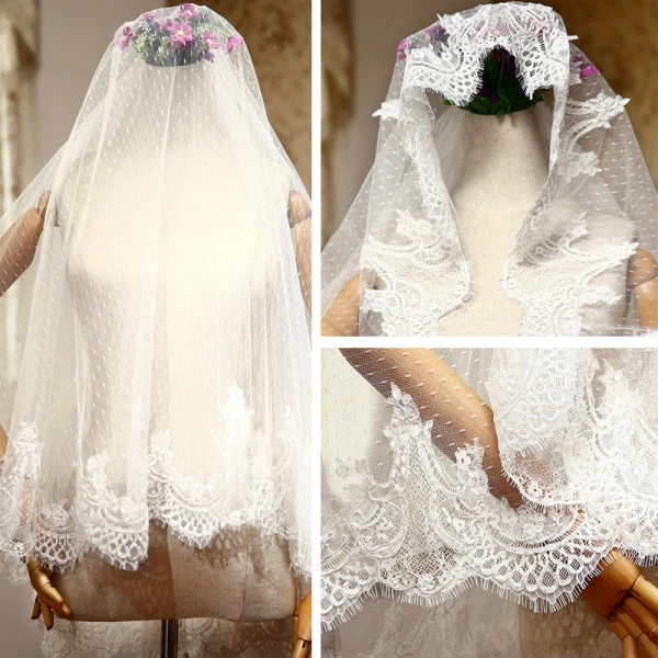 Unique Blanche Mariage Tulle Courte Appliques Voile De Mariée 2018