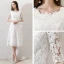 Chic / Beautiful White Wedding 2018 A-Line / Princess U-Neck Lace-up 1/2 Sleeves Zipper Up Short Wedding Dresses