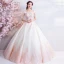 Affordable Champagne Pearl Pink Floor-Length / Long White Wedding Dresses 2018 Tulle Lace Appliques Backless Beading Corset Strapless Ball Gown Wedding