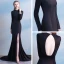 Modern / Fashion Court Train Black Evening Dresses  2018 Trumpet / Mermaid Charmeuse High Neck Zipper Up Backless Evening Party Formal Dresses