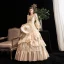 Vintage / Retro Luxury / Gorgeous Medieval Champagne Formal Dresses 2021 Long Sleeve U-Neck Floor-Length / Long 3D Lace Beading Sequins Cosplay Prom Ball Gown Prom Dresses