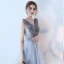 Modern / Fashion 2017 Ink Blue Graduation Dresses V-Neck Lace Appliques Backless Pierced Homecoming A-Line / Princess Party Dresses