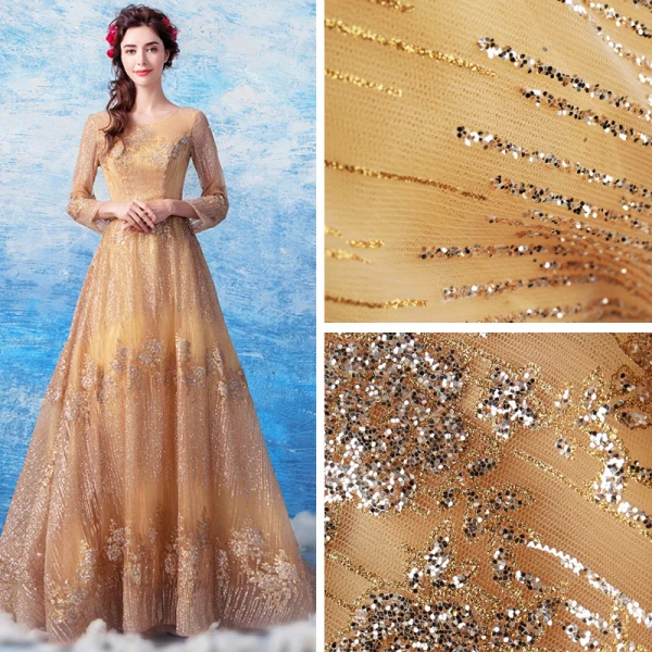 Chic / Beautiful Gold Prom Dresses 2018 A-Line / Princess Floor-Length / Long Tulle U-Neck Appliques Backless Beading Glitter Sequins Prom Formal Dresses