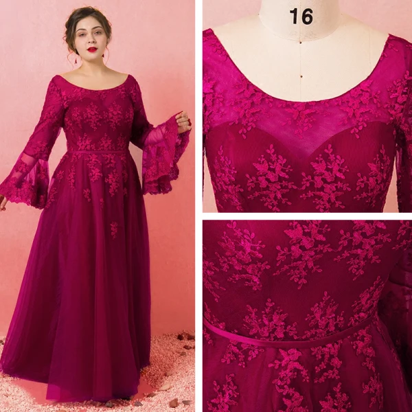 Amazing Unique Burgundy Plus Size Prom Dresses 2018 A-Line Princess Long Sleeve Lace-up Amazing Unique Burgundy Plus Size Prom Dresses 2018 A-Line Princess Long Sleeve Lace-up