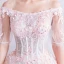 Affordable Champagne Pearl Pink Floor-Length / Long White Wedding Dresses 2018 Tulle Lace Appliques Backless Beading Corset Strapless Ball Gown Wedding