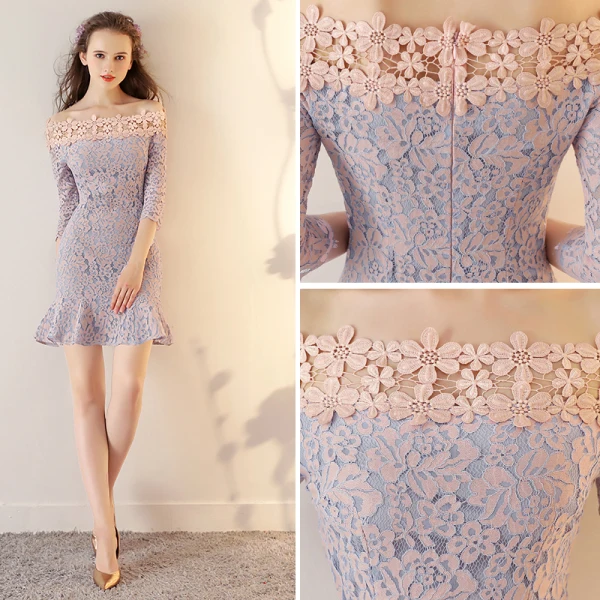 Schöne Himmelblau Abiballkleider 2017 Durchbohrt Spitze Bandeau Heimkehr Mermaid Festliche Kleider