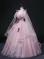 Elegant Blushing Pink Sequins Prom Dresses 2022 Ball Gown V-Neck Sleeveless Backless Floor-Length / Long Formal Dresses