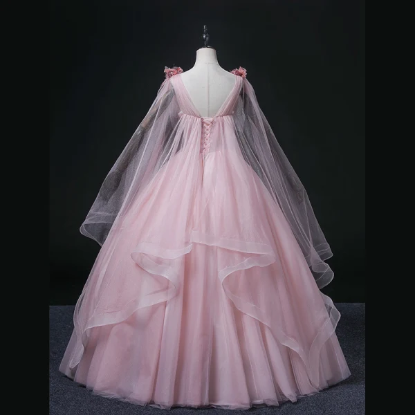 Elegant Blushing Pink Sequins Prom Dresses 2022 Ball Gown V-Neck Sleeveless Backless Floor-Length / Long Formal Dresses