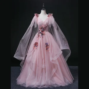Elegantes Rosa Clara Lentejuelas Vestidos De Gala 2022 Ball Gown V Cuello Sin Mangas Sin Espalda Largos Vestidos Formales