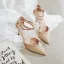Charmant Rot Abend Niet Sandalen Damen 2023 8 cm Stilettos Knöchelriemen Spitzschuh Sandaletten Hochhackige