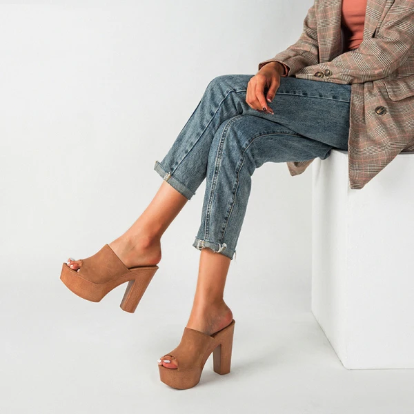 Sexy Navy Blue Street Wear Womens Sandals High Heels 2022 9 cm Thick Heels Open / Peep Toe Sandals