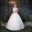 Classique Salle Robe De Mariée 2017 Blanche Robe Boule Longue Encolure Carrée 3/4 Manches Dos Nu En Dentelle Fleur Appliques