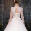 Classique Salle Robe De Mariée 2017 Blanche Robe Boule Longue Encolure Carrée 3/4 Manches Dos Nu En Dentelle Fleur Appliques