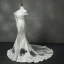 Élégant Église Salle Robe De Mariée 2017 Trompette / Sirène Cathedral Train Bustier Sans Manches Dos Nu En Dentelle Appliques