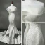 Élégant Église Salle Robe De Mariée 2017 Trompette / Sirène Cathedral Train Bustier Sans Manches Dos Nu En Dentelle Appliques