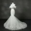 Chic / Beautiful Church Hall Wedding Dresses 2017 Chapel Train White Trumpet / Mermaid Strapless Sleeveless Backless Cascading Ruffles Appliques Flower