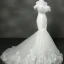 Chic / Beautiful Church Hall Wedding Dresses 2017 Chapel Train White Trumpet / Mermaid Strapless Sleeveless Backless Cascading Ruffles Appliques Flower