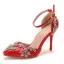 Schöne Weiß Strass Brautschuhe 2026 Knöchelriemen 9 cm Stilettos Spitzschuh Hochzeit Hochhackige