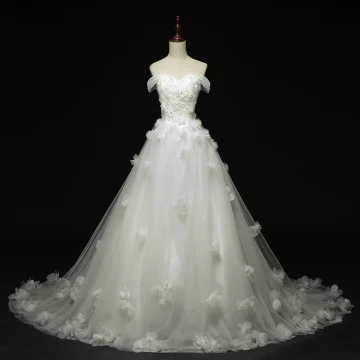 Chic Beautiful Church Wedding Dresses 2017 White Ball Gown Cathedral Train Off The Shoulder Short Sleeve Backless Lace Appliques Flower Sequins Rhinestone Pearl